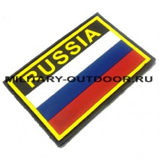 Патч Флаг России с надписью Russia 90x60мм Black PVC