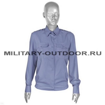 Рубашка форменная женская длинный рукав серо-голубая МВД 01200003